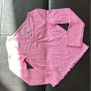 NWOT SO - Pink Long Sleeve V-Neck Top with Scalloped Hem